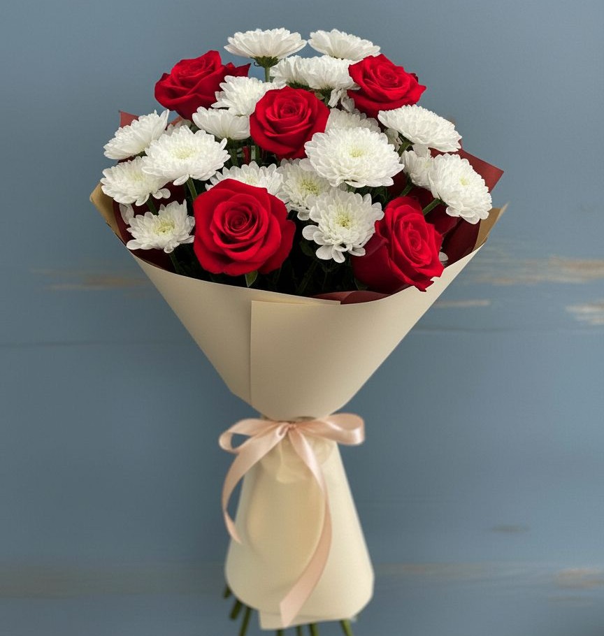 Букет цветов из: Розы и Хризантемы в Камышеватской