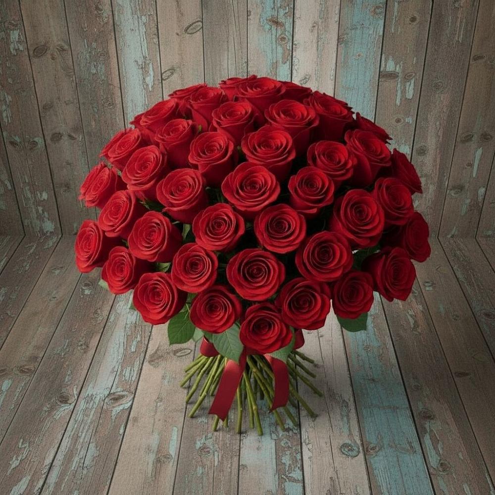 Букет 55 Красных роз Фридом в Камышеватской