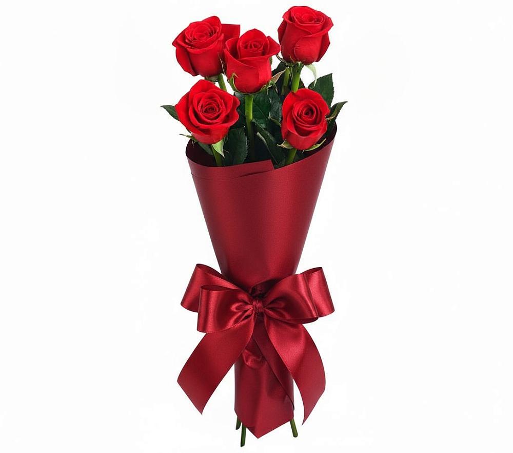 Букет 5 Красных роз Эдлесс Лав в Камышеватской