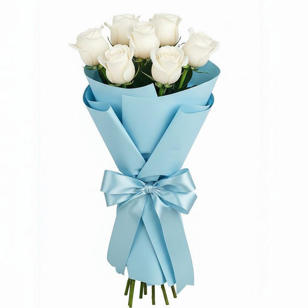 Букет 7 белых роз Проуд в Камышеватской