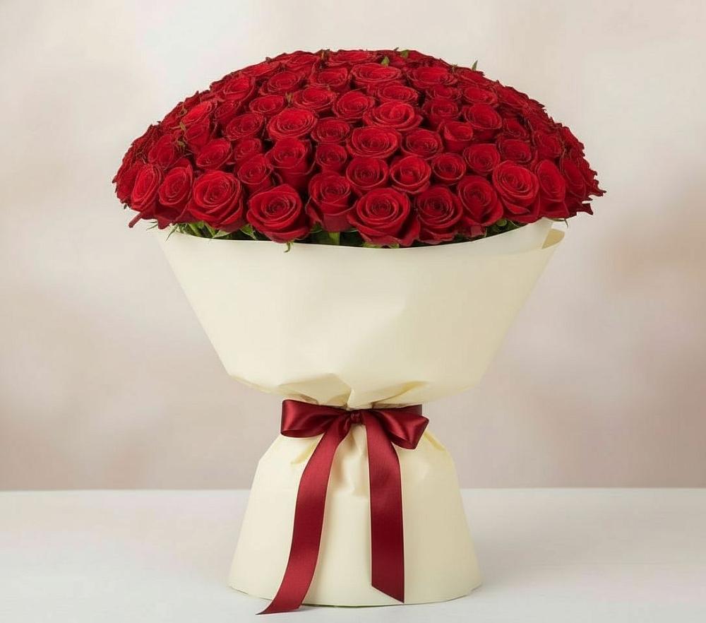 Букет 101 Красная роза Милано в Камышеватской