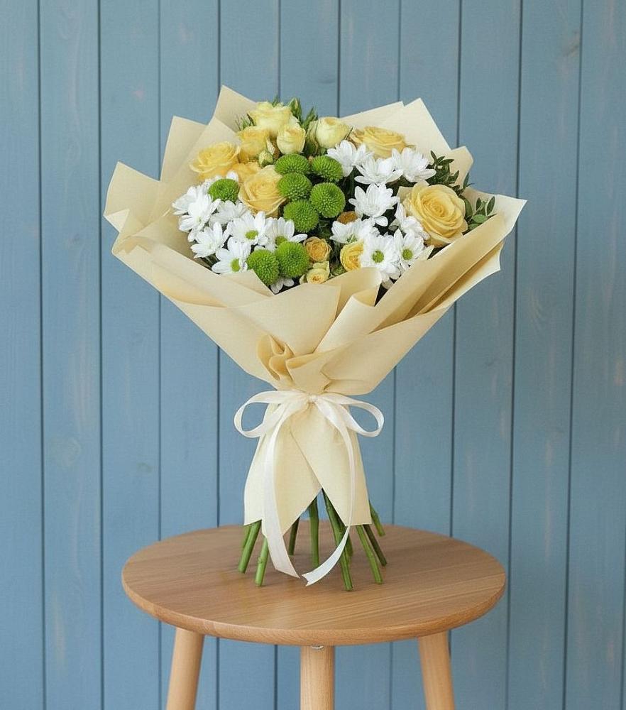 Букет цветов из: Хризантемы и Розы в Камышеватской