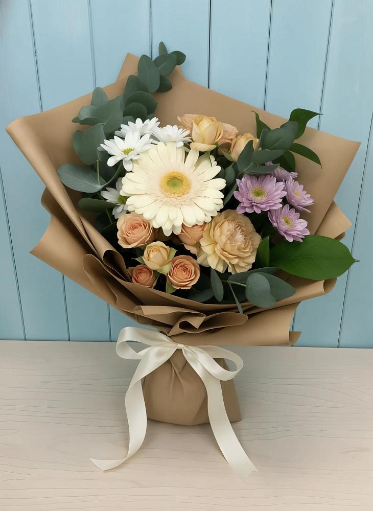 Букет цветов из: Герберы и Хризантемы в Камышеватской