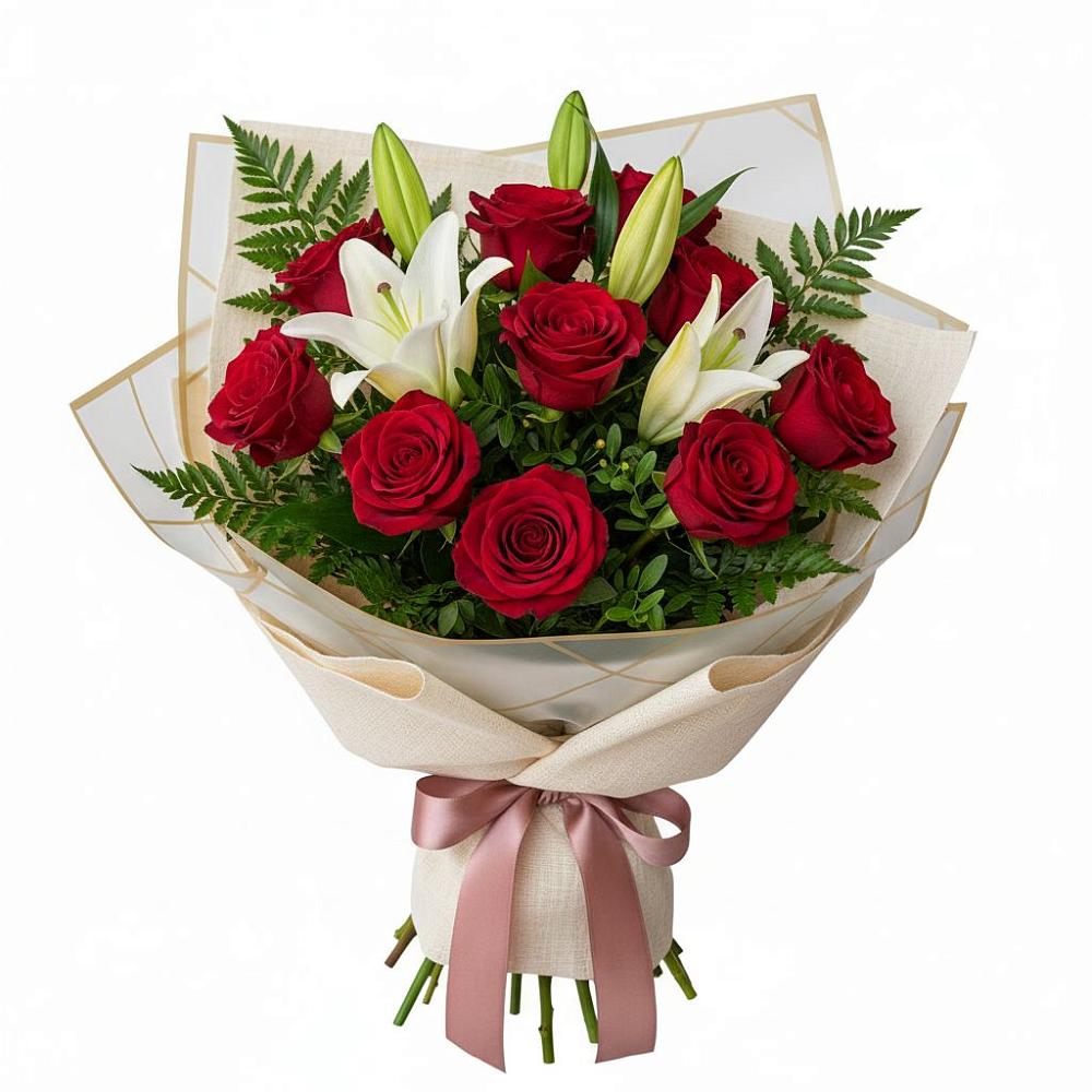 Букет цветов из: Лилии и Розы в Камышеватской