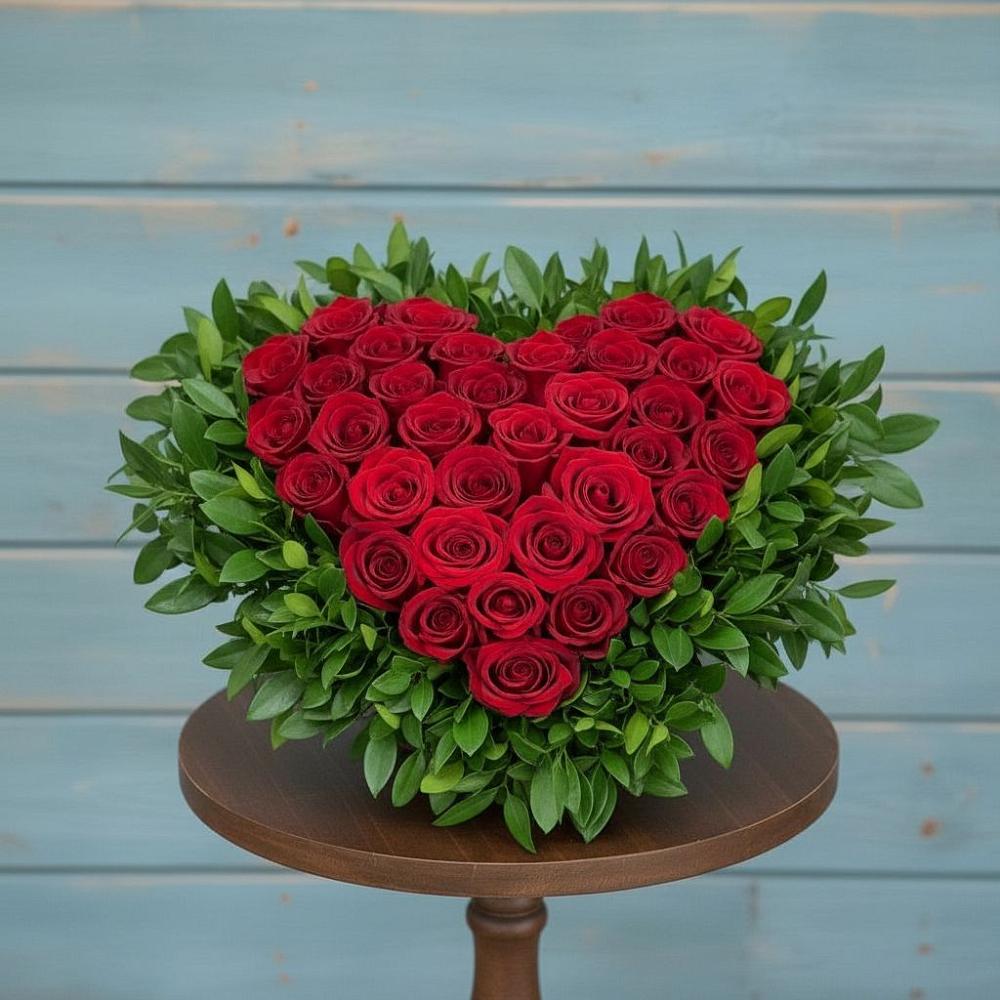 Цветочная композиция из Розы в виде сердца в Камышеватской