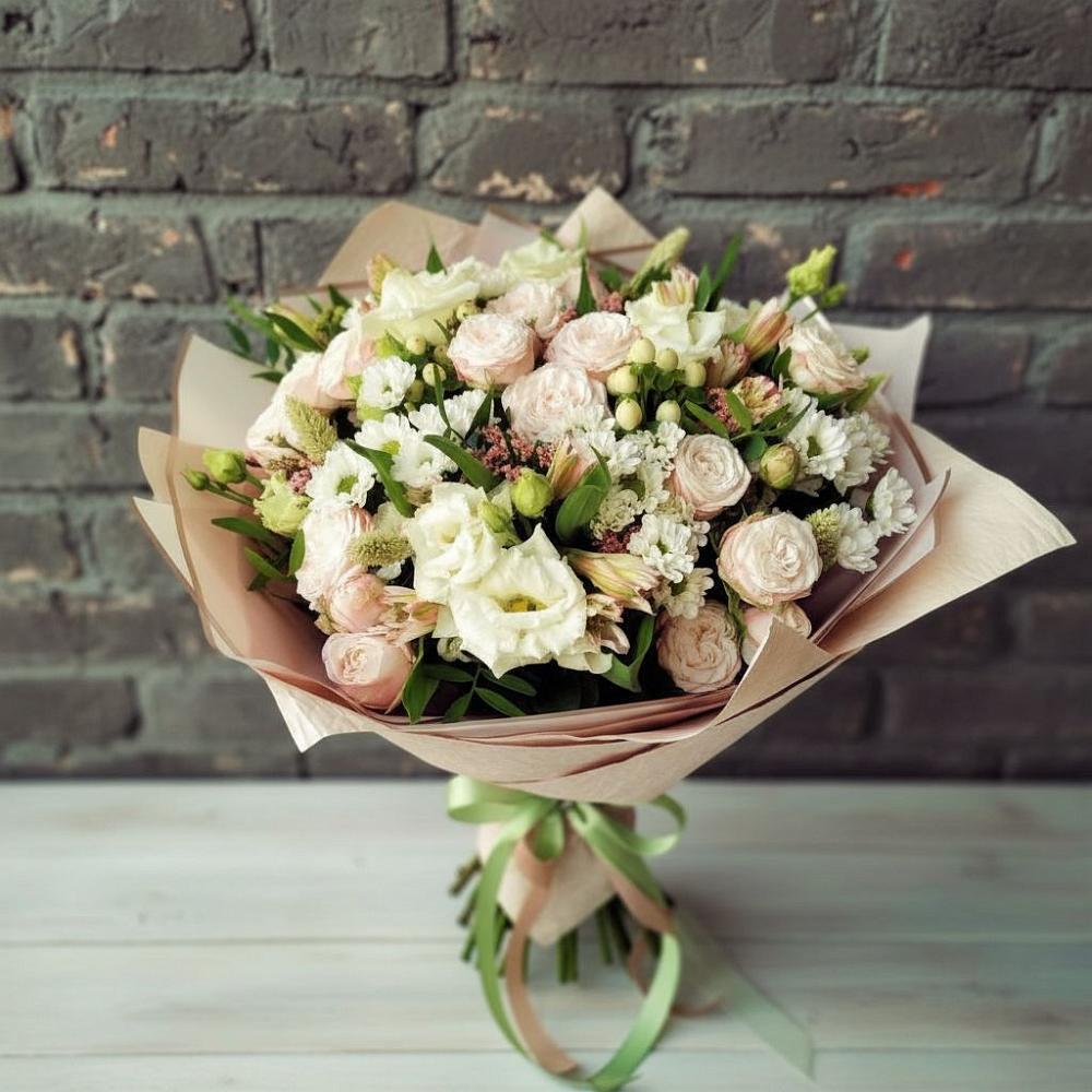 Букет цветов из: Альстромерии, Розы и Хризантемы в Камышеватской