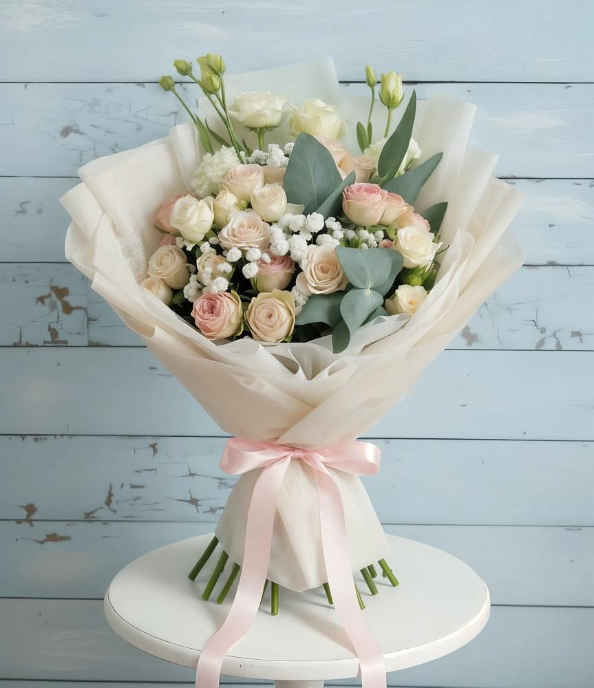 Букет цветов из: Розы и Лизиантусы в Камышеватской