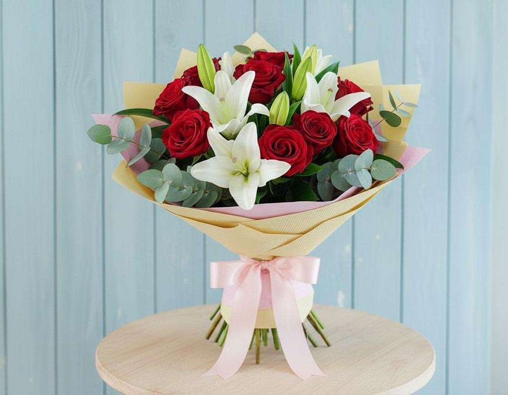 Букет цветов из: Лилии и Розы в Камышеватской